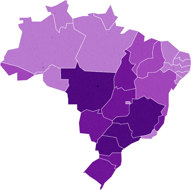 mapa do Brasil com a presença do aiqfome por estado